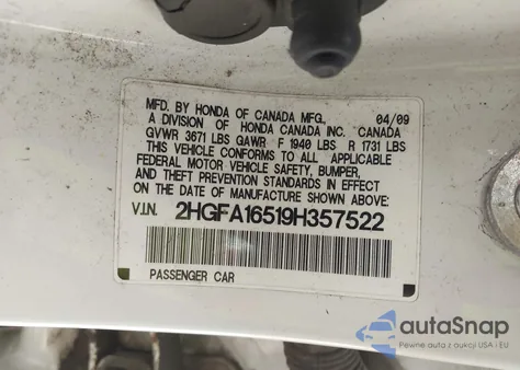 2009 Honda Civic Lx from USA, damaged, VIN 2HGFA16519H357522